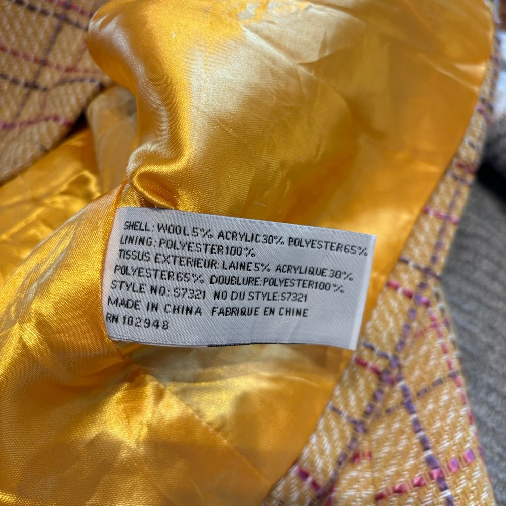 Tulle Anthropologie Yellow Tweed Jacket Large - Picture 4 of 6